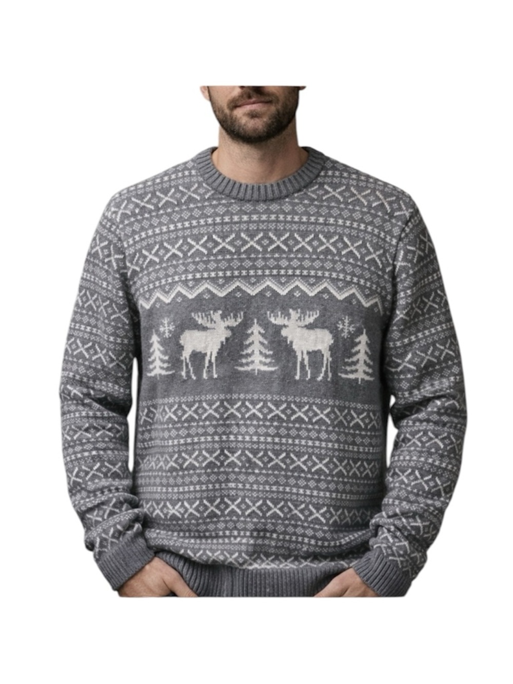 St. John’s Bay gray reindeer sweater - large